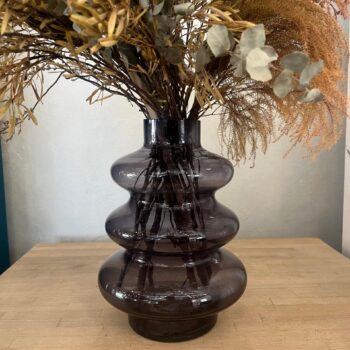 Ribbed Black Vase