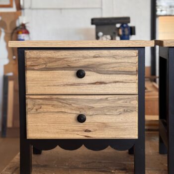 Black Scalloped Bedside Table