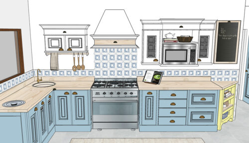 French Flair - Sedgefield 2 3D Layout of a French Flair Kitchen - Sedgefield