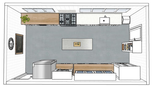 Swedish Style Kitchen - Springs 3D Layout of an Swedish Style Kitchen - Springs